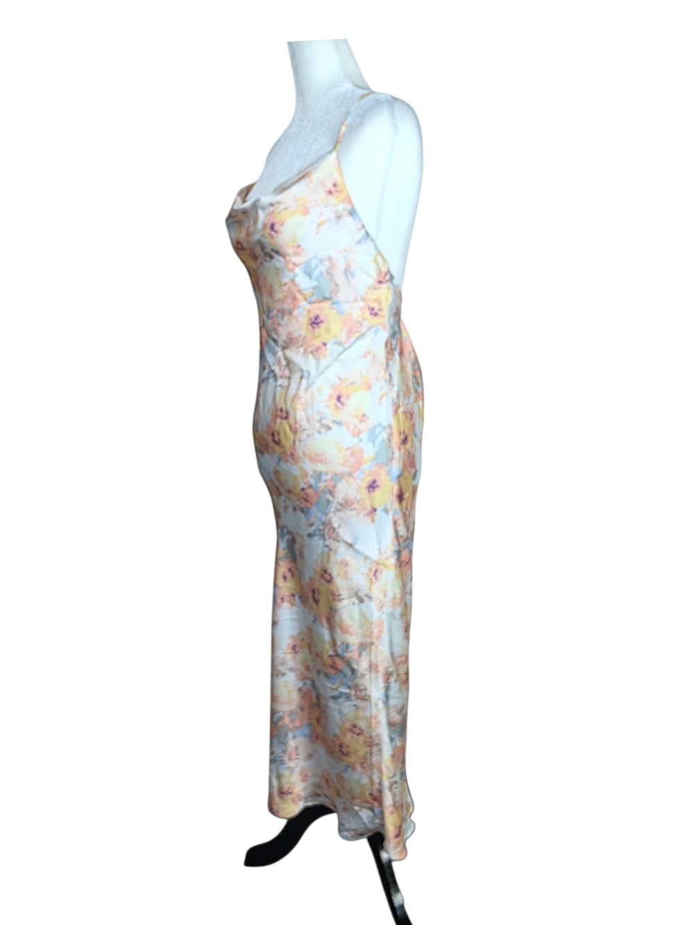 Bardot Floral Slip biased cut criss cross back cowl neck Midi Dress in Pastel